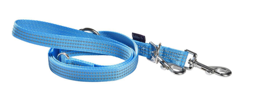 Visuel 1 du produit Laisse pour chien en nylon tressé coloris bleu 3 positions Bobby Safe - Taille S/M