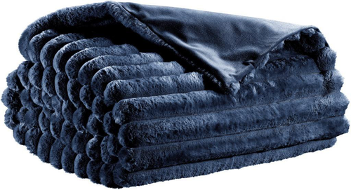 Visuel 1 du produit Plaid bleu marine en polyester Alice - 130 x 160 cm