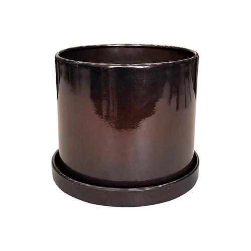 Visuel 2 du produit Pot cylindrique en métal recyclé coloris brun flambé Upcycle Cylindre XXL - Ø 36 x H 32 cm