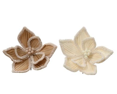 Visuel 1 du produit Poinsettia en mousse pailletée à clipser - Ø 28 cm