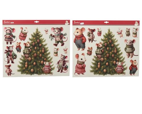 Visuel 1 du produit Vitrophanie souris et sapin de Noël vert - 35 x 46,5 cm