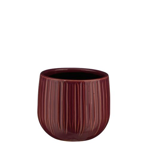Visuel 1 du produit Pot rond cannelé coloris violet Pablo - 12 x Ø 14 cm