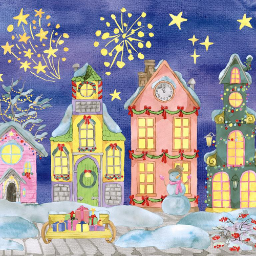 Visuel 1 du produit 20 serviettes 3 plis Celebrate Street - 33 x 33 cm