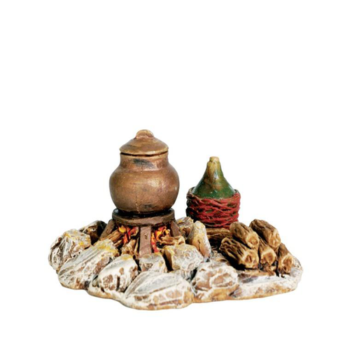 Visuel 1 du produit Accessoire de crèche de Noël feu de camp Santons Escoffier - 7 x 6 x 4 cm