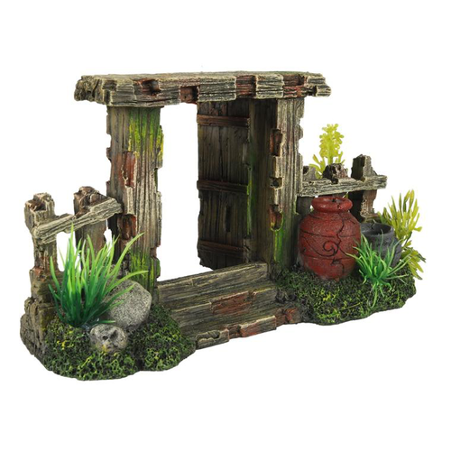 Visuel 1 du produit Décor d'aquarium clôture 2 coloris multicolore en résine de polyester- 19 x 8 x 10,5 cm