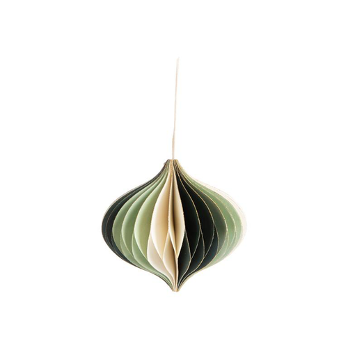 Visuel 1 du produit Décoration à suspendre toupie en papier vert foncé/clair - 7,5 cm