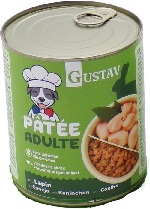 Visuel 1 du produit Pâtée pour chien adulte au lapin sans céréales complète Bubimex Gustav - 800 g