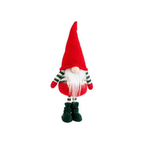 Visuel 1 du produit Gnome rouge debout avec pull rayé vert petit modèle - 63 cm