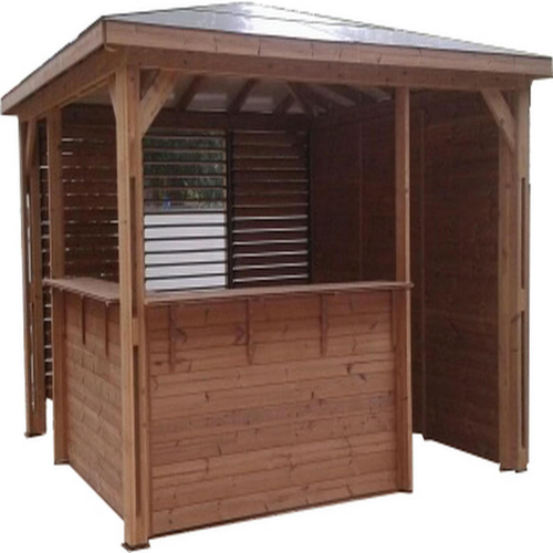 Visuel 1 du produit Pool house Blueterm Foresta bois coloris beige en bois traité haute température - 3,79 x 3,79 m