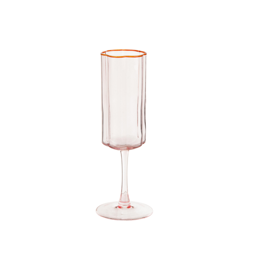 Visuel 1 du produit Coupe à champagne en verre rose Fleur - Ø 6,7 x H 24,2 cm