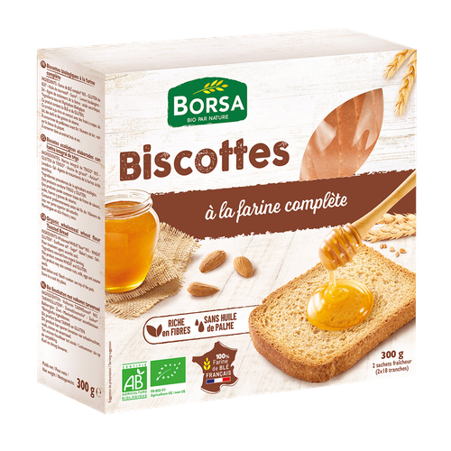 Visuel 1 du produit Biscottes à la farine complètes bio - 300 gr