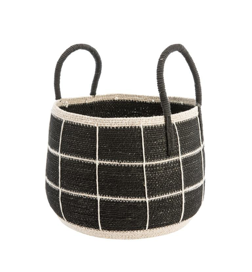 Visuel 1 du produit Panière de rangement ronde à carreaux coloris multicolore en osier - 30 x 30 x 35 cm