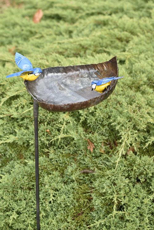 Visuel 1 du produit Mangeoire un gros coeur 2 oiseaux peints main coloris multicolore en métal recyclé - 110 cm