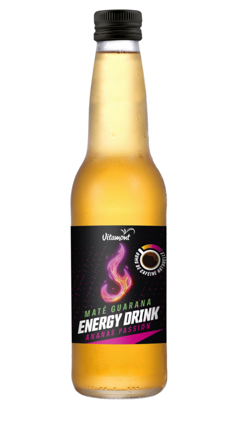 Visuel 1 du produit Energy Drink ananas passion Bio en bouteille de verre Vitamont - 33 cl