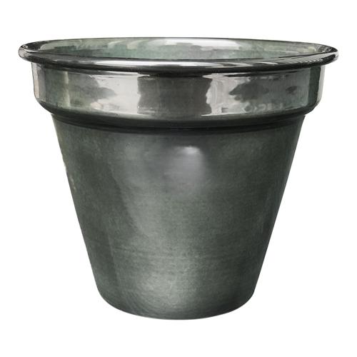 Visuel 1 du produit Pot conique en métal recyclé coloris gris océan vif Upcycle Conique - Ø 16 x H 14 cm