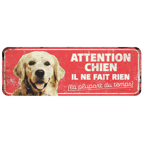 Visuel 1 du produit Panneau d'avertissement golden retriever coloris rouge en métal galvanisé D&D Home - 40 x 13 x 0,3 cm