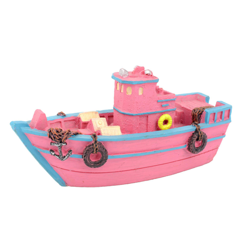 Visuel 1 du produit Décoration pour aquarium coloris rose Bateau de Pêcheur Aquatlantis - 12,5 x 5 x 6,5 cm