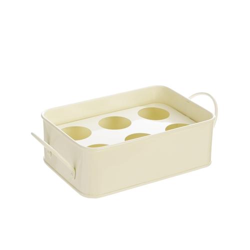 Visuel 2 du produit Porte-œufs en métal galvanisé crème - 18 x 12 x 6 cm
