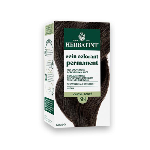 Visuel 1 du produit Coloration permanente pour cheveux châtain foncé 3N aux extraits végétaux biologiques vegan Herbatint - 170 ml