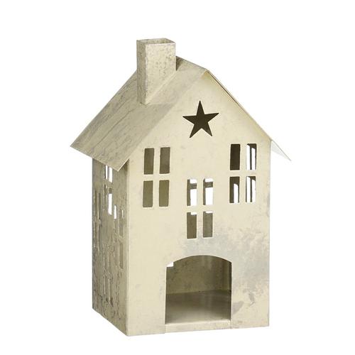 Visuel 1 du produit Maison décorative en métal blanc - 15 x 13 x 23 cm