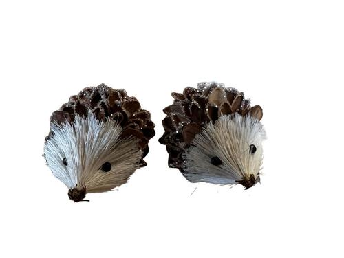 Visuel 1 du produit Ensemble de 2 hérissons à clipser beige - 12 x 7,5 x 5 cm