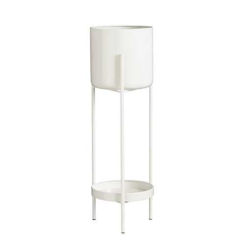 Visuel 1 du produit Pot sur pied en métal blanc Colyn - Ø 19 x H 60 cm