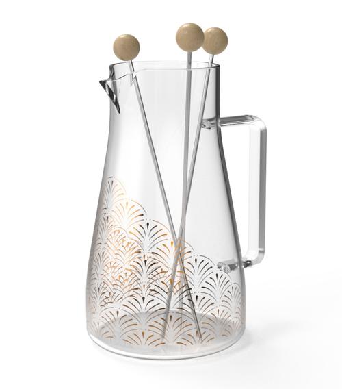 Visuel 1 du produit Carafe à sangria et vin chaud en verre transparent à motifs multicolores - Ø 18 x H 25 cm