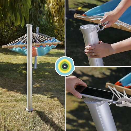 Visuel 5 du produit Poteau pour hamac amovible coloris gris en aluminium Gard&Rock - Ø 10 cm x 1,15 m