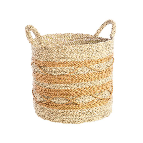 Visuel 1 du produit Panière jacinthe d'eau losanges coloris marron - Ø 38 cm