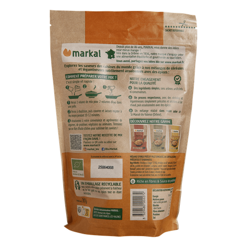 Visuel 2 du produit Mix à l’indienne orge concassé et lentilles corail bio Markal - 350 g