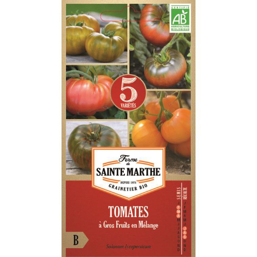 Visuel 1 du produit Graines de Tomates à Gros fruit bio en mélange Ferme de Sainte Marthe - 50 graines à semer