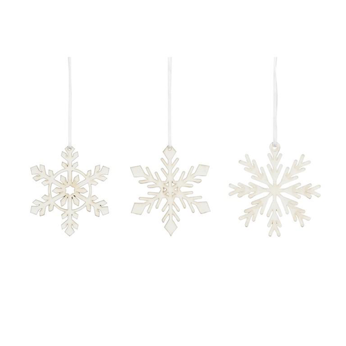 Visuel 1 du produit Décoration à suspendre flocon neige blanc effet white wash - Ø 10 cm