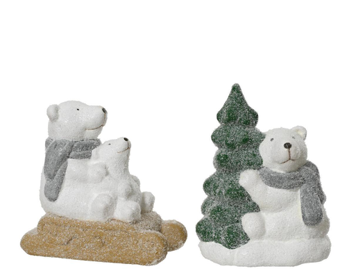 Visuel 1 du produit Ours polaire blanc en terre cuite - 6,8 x 12,4 x 12,4 cm