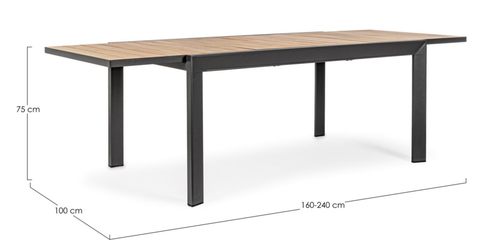 Visuel 3 du produit Table Calla avec allonges naturel coloris bois en aluminium - 160/240 x 100 cm