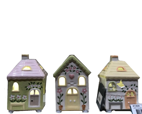 Visuel 1 du produit Maison en porcelaine multicolore avec LED - 6,7 x 6 x 9,5 cm