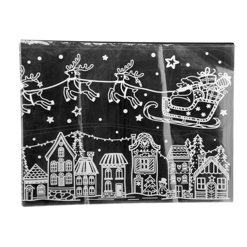 Visuel 1 du produit Décoration de Noël sticker scintillant village en PVC coloris blanc - 49 x 69 cm