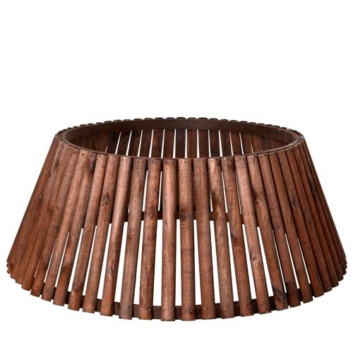Visuel 1 du produit Cache-pied pour sapin de Noël de 180 cm coloris marron en bois certifié FSC® - Ø 57 x H 25 cm
