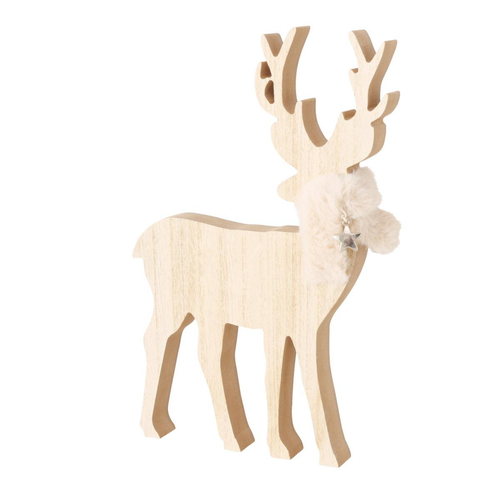 Visuel 2 du produit Figurine décorative cerf Halvard coloris beige - 3 x 17 cm