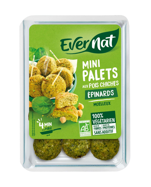 Visuel 1 du produit Mini palets aux pois chiches bio Evernat Épinards - 150 g