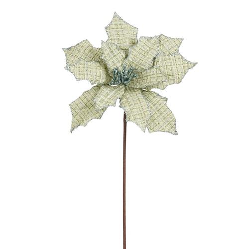 Visuel 1 du produit Tige artificielle de poinsettia pailleté vert clair - 45 cm