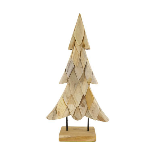 Visuel 1 du produit Arbre de Noël en bois de teck naturel sur pied - 32 x 12 x 58 cm