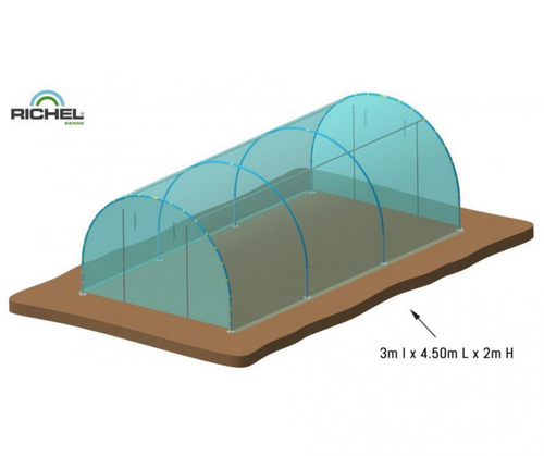 Visuel 4 du produit Serre tunnel pieds droits, 2 portes zippées, SERRES RICHEL - 13.5m²