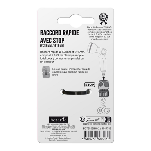 Visuel 2 du produit Raccord rapide avec stop botanic® pour tuyaux Ø 12,5 mm / Ø 15 mm