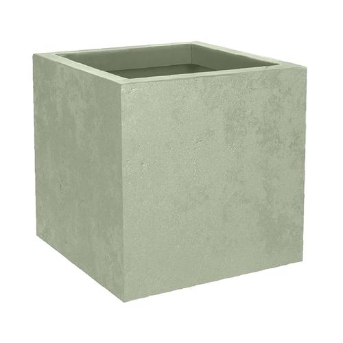 Visuel 1 du produit Pot carré en plastique coloris vert amande Poetic Basalt Up - 29,5 x 29,5 x 29,5 cm