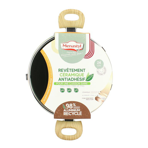 Visuel 2 du produit Faitout Menastyl Colorama induction céladon en aluminium recyclé - Ø 24 cm