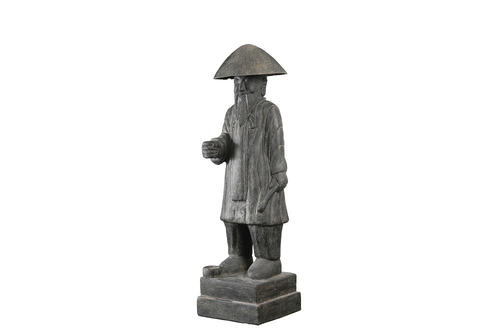 Visuel 1 du produit Décoration pour jardin aquatique coloris noir en pierre reconstituée figurine vieil homme pêcheur  SEDA - 120 cm
