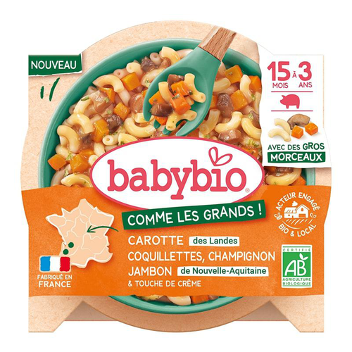 Visuel 1 du produit Assiette bio de macaroni et légumes du soleil Babybio - 200 g