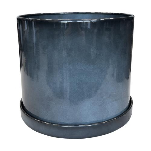 Visuel 2 du produit Pot cylindrique en métal recyclé coloris gris océan vif Upcycle Cylindre XXL - Ø 50 x H 42 cm