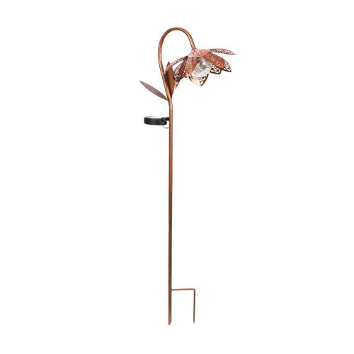 Visuel 1 du produit Balise solaire à piquer forme fleur en métal marron éclairage blanc chaud Smart Garden Damasque - 90 x 26 x 20,5 cm