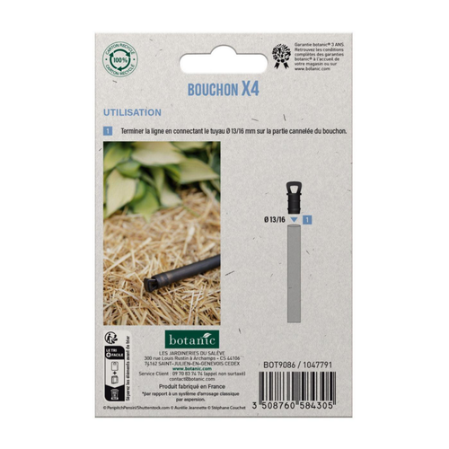 Visuel 2 du produit 4 bouchons cannelés pour tuyau Ø 13/16 mm botanic® - Arrosage goutte à goutte